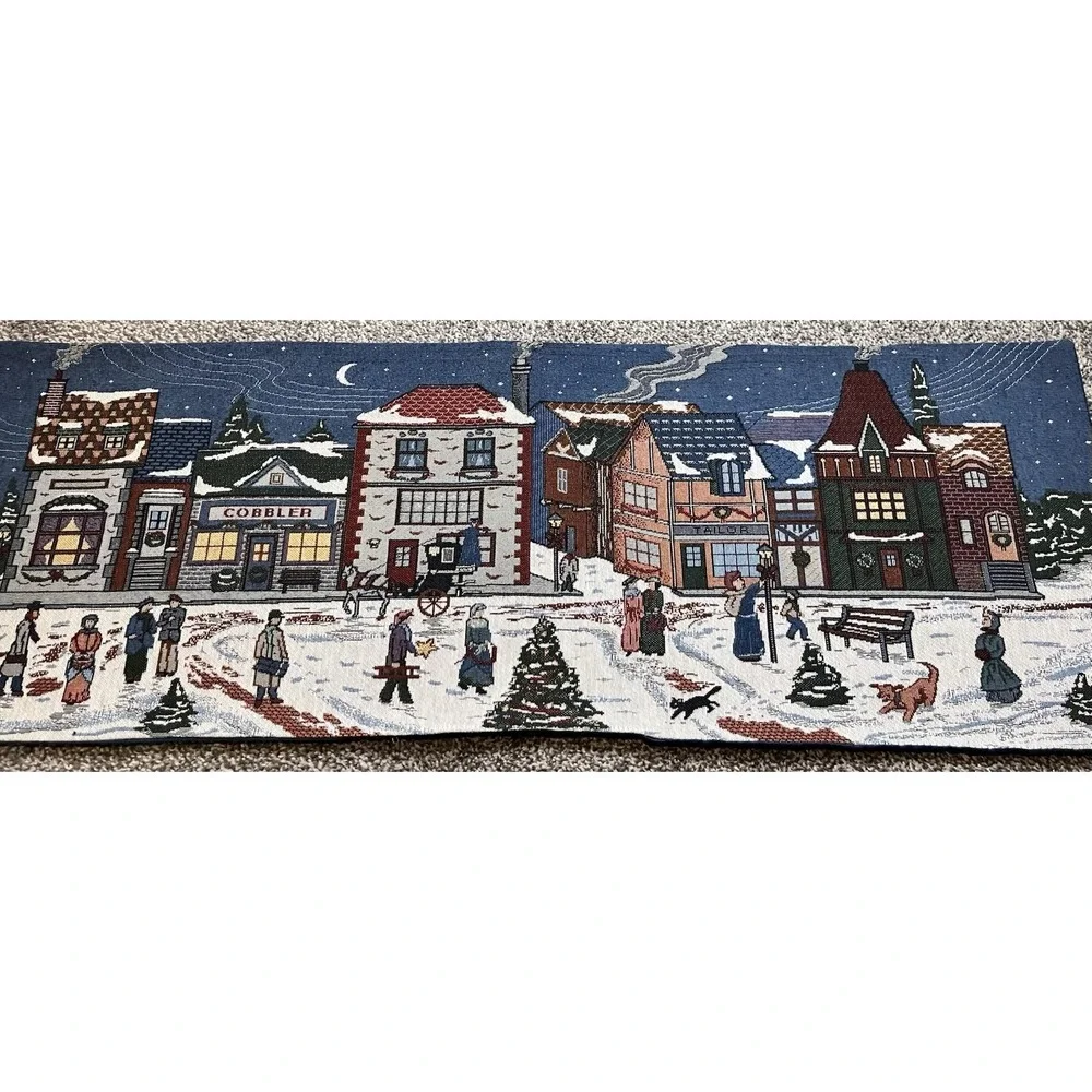 Christmas Scene Table Runner Or Wall Hung Tapestry 36 x 13